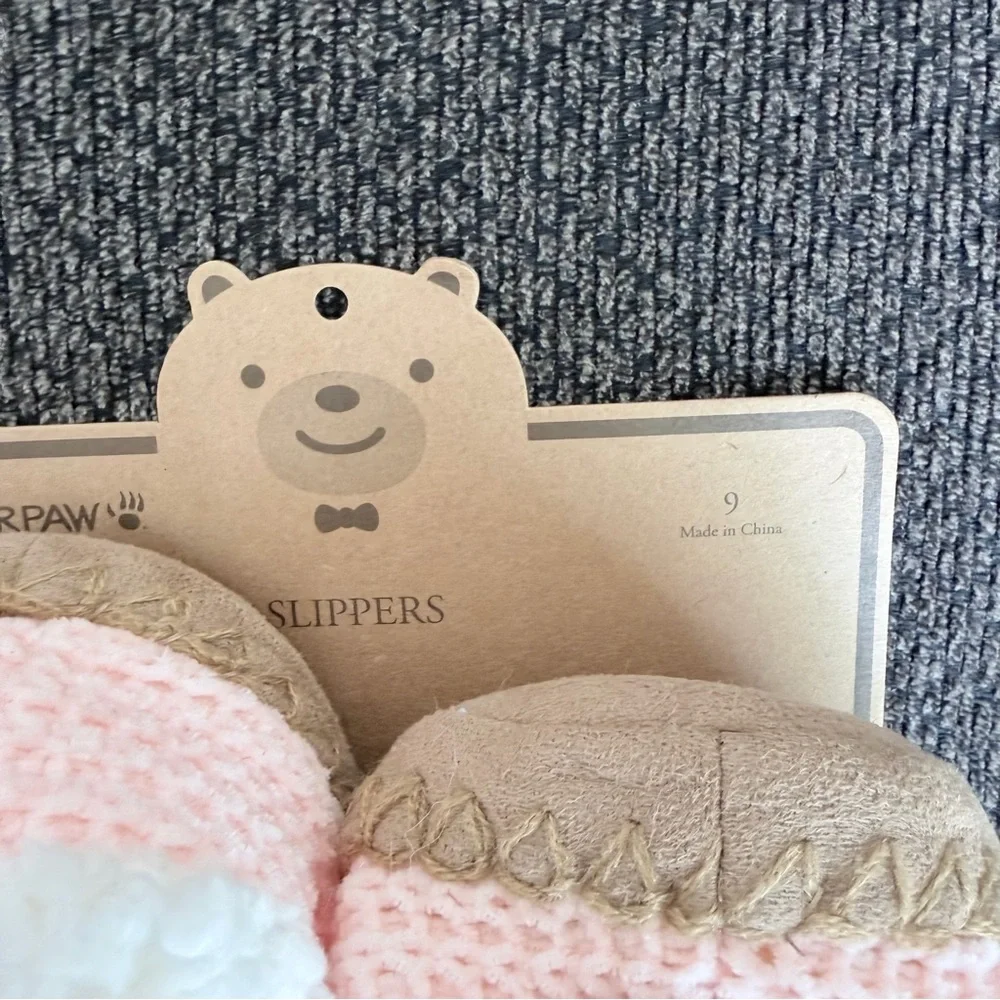 BearPaw - Girls Pink & White Slippers size 9